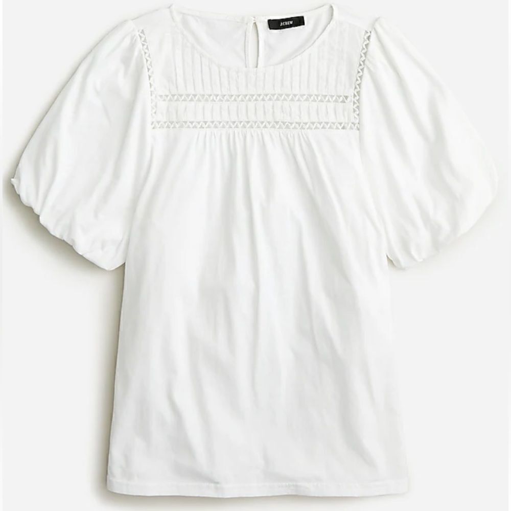J. Crew Lace-trim puff-sleeve T-shirt
